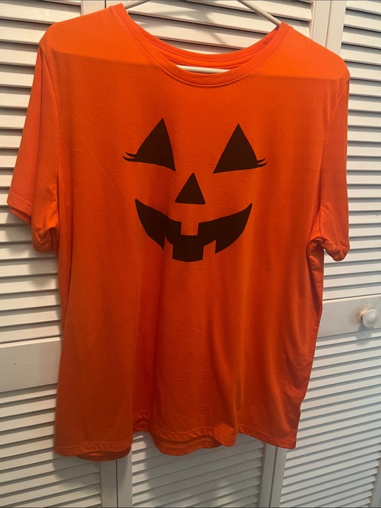 Vintage Pumpkin Women short Sleve shirt Tops - Orange Pumpkin Face Costume Shirt